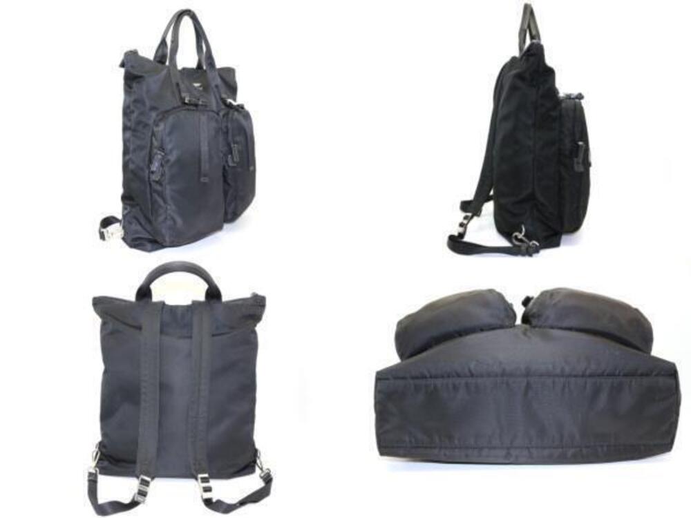 Prada Tote Backpack Bag Calfskin Black